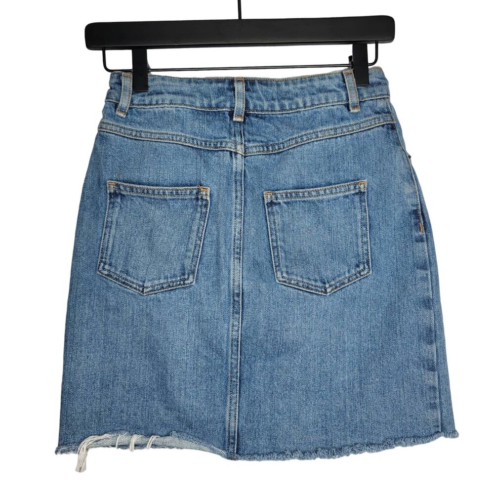 ASOS High Waisted Blue Jean Pelmet Skirt Sz 0 - Picture 2 of 8